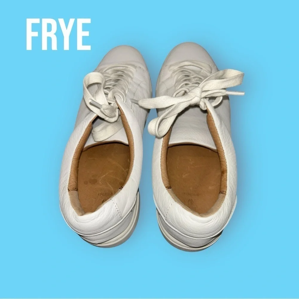 Frye Women's Tumbled Leather Ivy Low Lace Sneakers White Size 9 M
